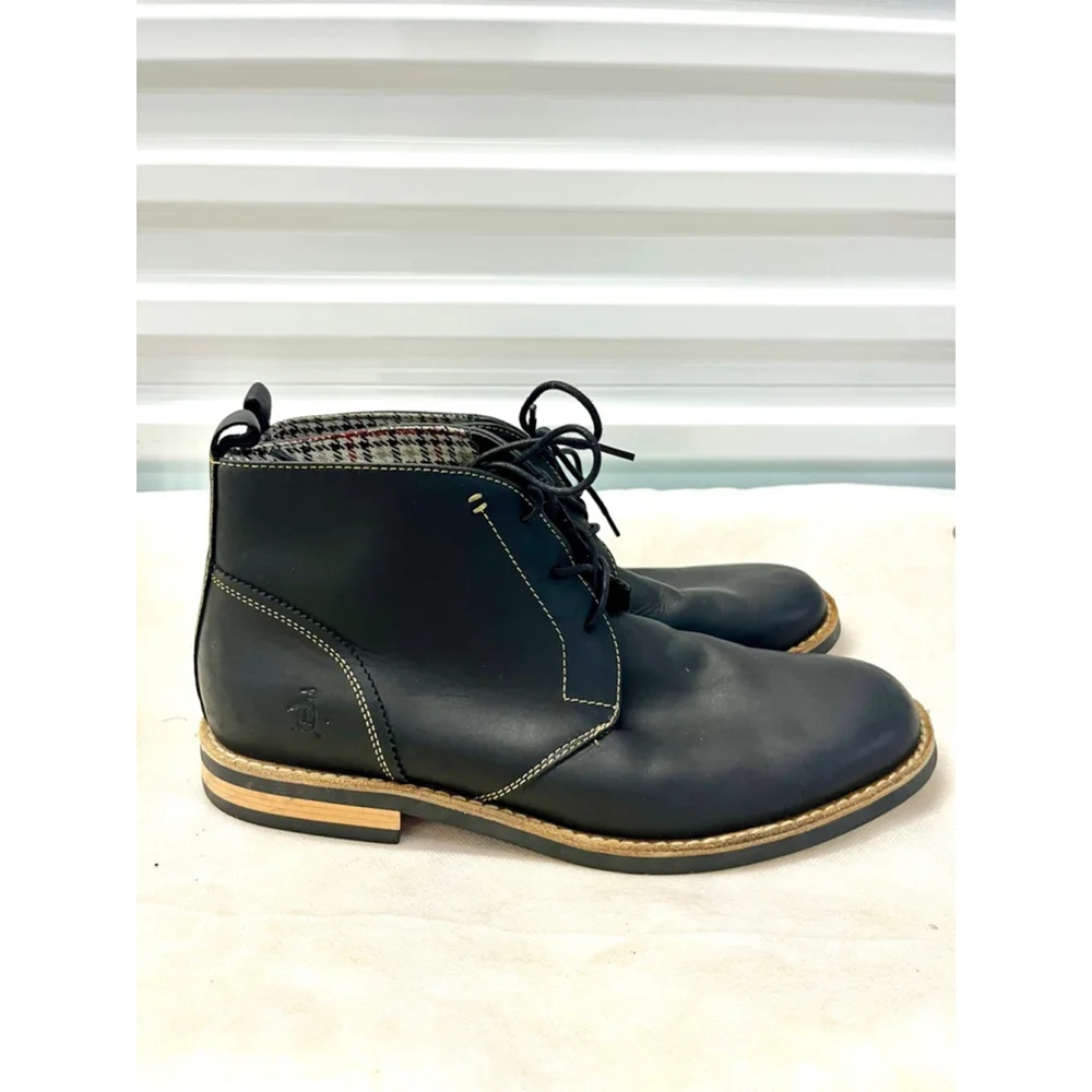 ORIGINAL PENGUIN By Munsingwear Merle Black Leather Lace Up Chukka Boots size 12